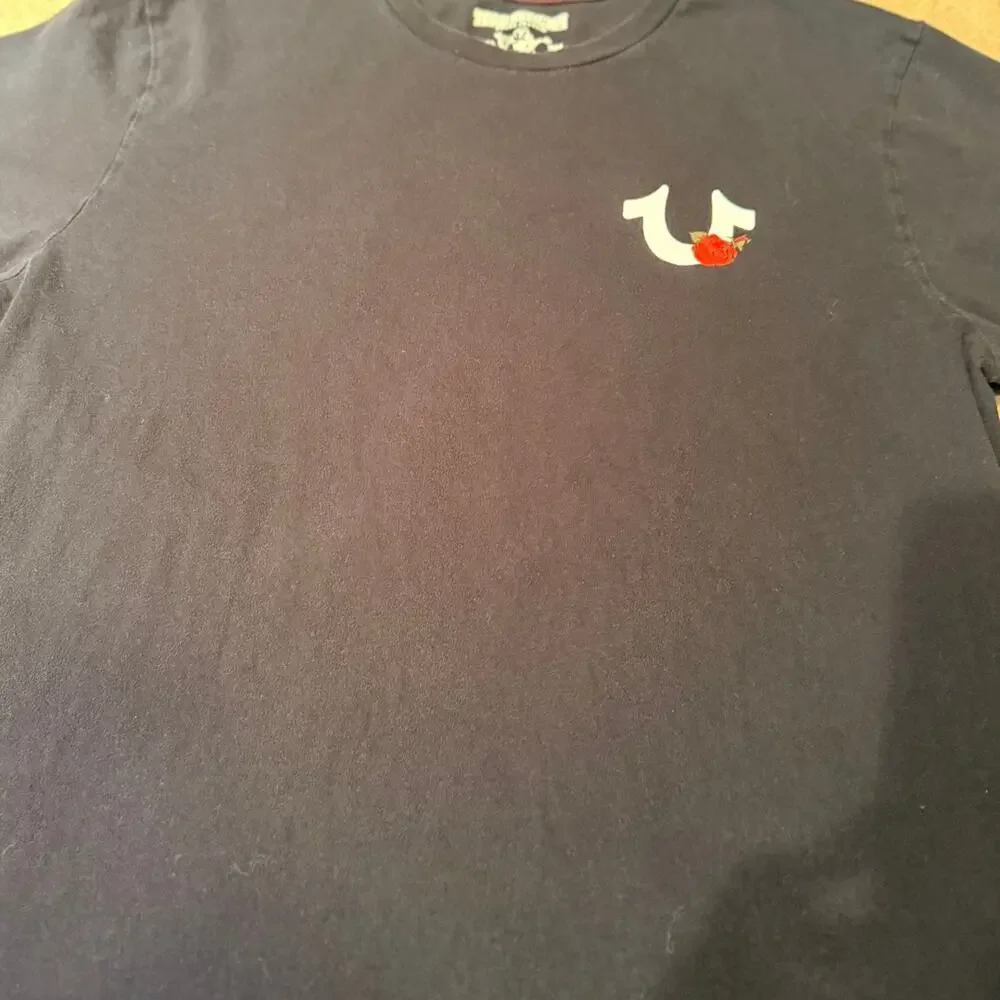 True Religion Men’s Black Rose Horseshoe Graphic T-Shirt - Size L